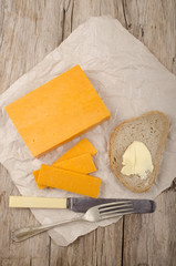 irish mature cheddar cheese on paper