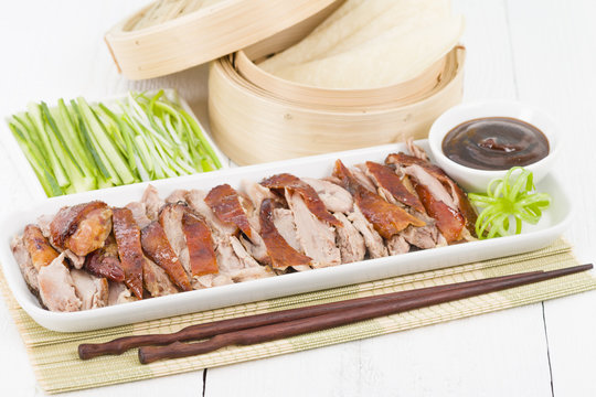 Peking Duck - Chinese duck with hoisin, cucumber & spring onion