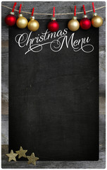 Christmas Restaurant Menu Wooden Blackboard Copy Space