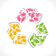 recycle symbol design with colorful hand vector