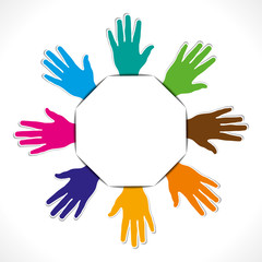 colorful hand arrange in round shape vector