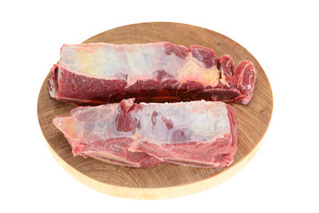 Slices Of Raw Beef On A chopping Board