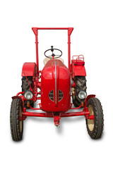 Traktor rot freigestellt auf weiss