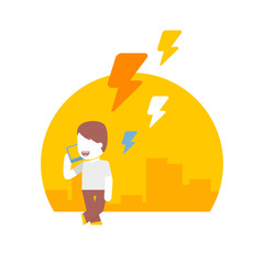 man talking on the smartphone. flat design concept