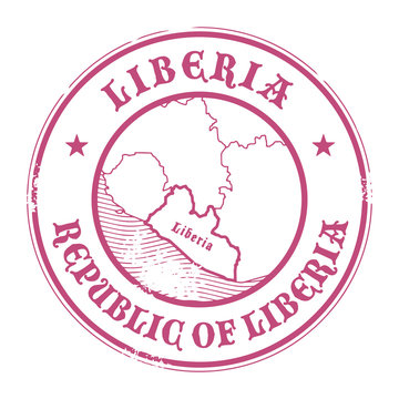 Grunge rubber stamp with the name and map of Liberia