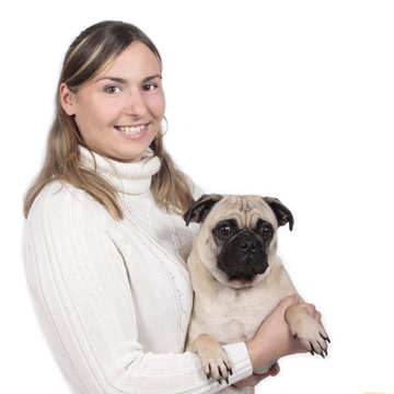 Frau mit altdeutschem Mops