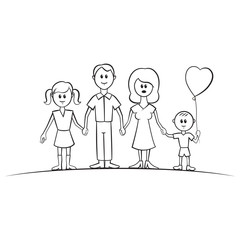 Funny cartoon vector family
