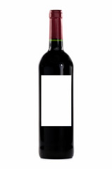 Red wine bottle isolated on white