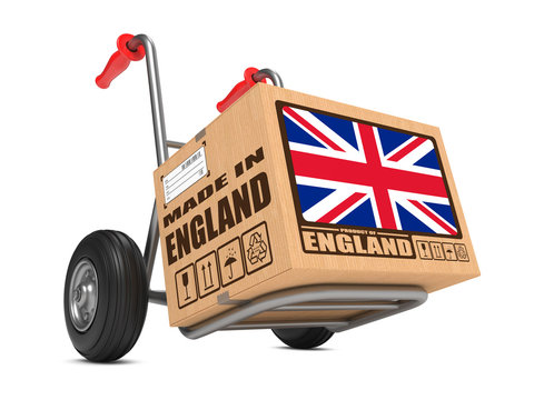 Made in England - Cardboard Box on Hand Truck.