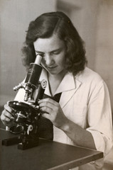 girl with the microscope - photo scan - about 1950 - 59126874