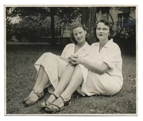 Deurstickers Two nurses on the lawn - circa 1950 © kuco