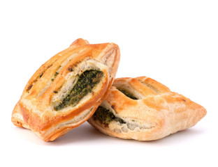 Puff pastry bun isolated on white background.