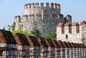 Yedikule Castle Byzantine walls in Istanbul, Turkey