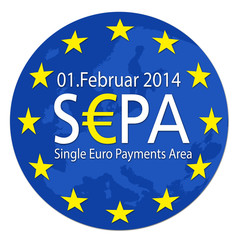 Europakarte rund mit SEPA und Sternen