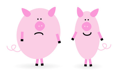 Dickes und dünnes Schwein