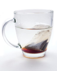Hot tea in glass cup