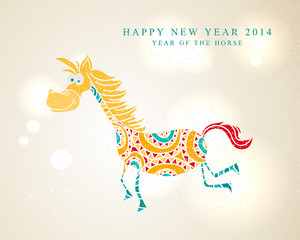 Funny cartoon horse Chinese New Year 2014