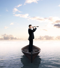 businessman with telescope