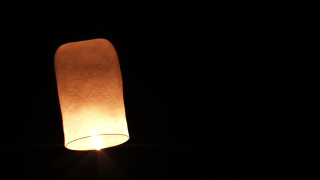 Beautiful Single Paper Lantern flying Slow. HD 1080.