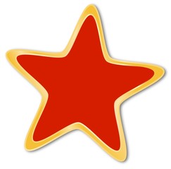 Decorative star with red and golden frame