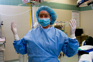 Fototapeta na wymiar Profile of scrub nurse