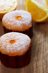 Ogange cakes on wood a