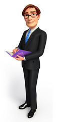 Young Business man with diary