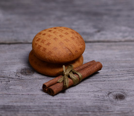 Cinnamon and gingerbread on wooden
