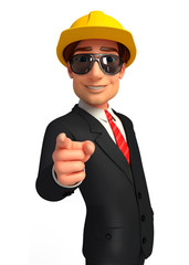 Young Business man on a pointing