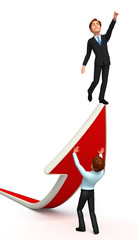 Fototapeta premium young business man standing on a arrow
