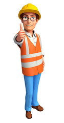 Service man with thumb up