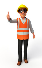 Worker with thumb up