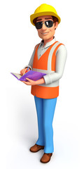 Worker with diary