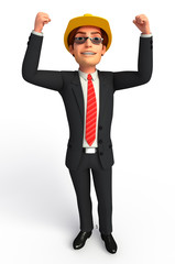 Young Boss with success & happy