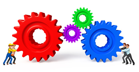 Boss,Plumber, mechanic,team with gears