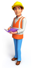 Worker with diary