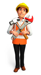 Worker with hammer & wrinch