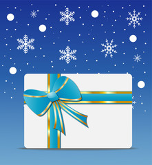 greeting-card with  a blue bow and  mestome for text