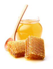 Fresh honey and honeycombs
