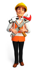 Worker with hammer & wrinch