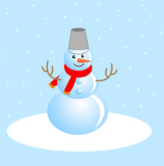 merry snow man on a blue background