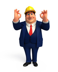 Business man with class sign