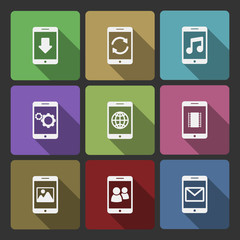 Mobile devices UI design set, squared shadows