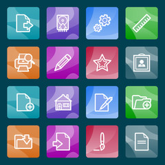 Document white icons on color buttons.