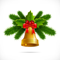 Christmas bell on a white background