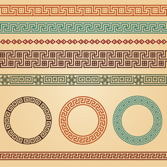 Border decoration elements patterns in different colors.