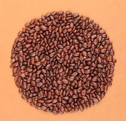 Sunflower grains in chocolate, on brown background