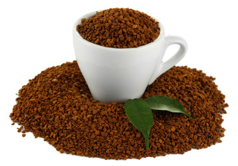 Cup of instant coffee isolated on white