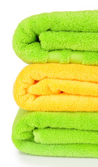 Bright towels isolated on white