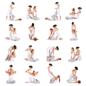 A collection of many different images of women on Thai massage
